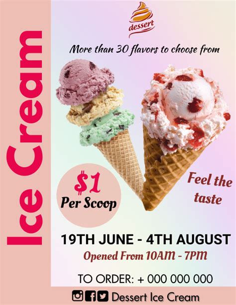 Ice Cream Menu Template Postermywall