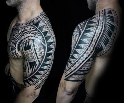 Tribal tattoos for men half sleeve and chest. 75 Half Sleeve Tribal Tattoos For Men - Masculine Design Ideas