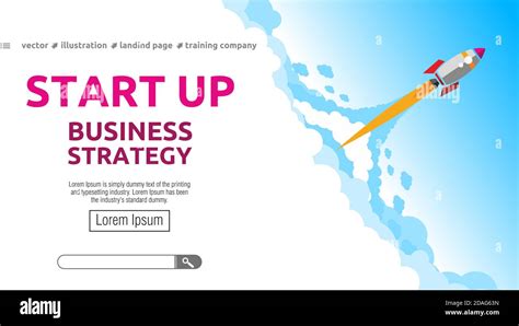Launching Business Strategy Rocket Startup Concept Landing Page Design