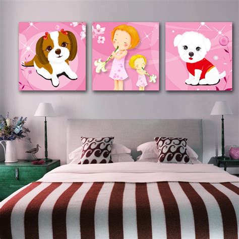 Maybe you would like to learn more about one of these? 3 Panel Painting Picture Cute Dog Child Bedroom Wall Art Decoracion For Children Girls Baby Room ...