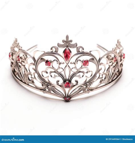 Ornate Silver Tiara With Red Sapphires Inspired By Emira Stock
