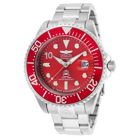 Invicta Invicta Mens Pro Diver Automatic Stainless Steel Red Dial