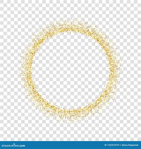 Gold Circle Glitter Frame Golden Confetti Dots Round White