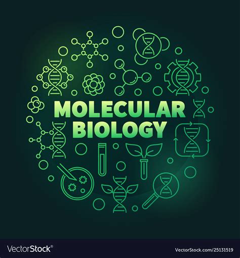 Molecular Biology Round Green Line Royalty Free Vector Image