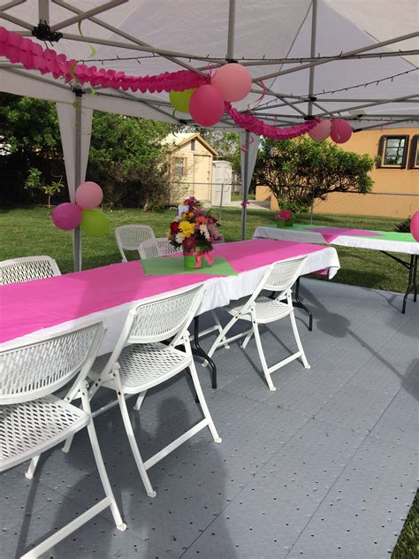 The sailcloth tent is a pole tent with rounded edges and a transparent top. Small Backyard spring birthday party for 10 (we supplied ...