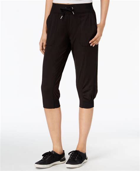 Calvin Klein Synthetic Capri Pants In Black Gray Lyst