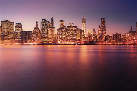 New York City Skyline Night Lights Photograph By