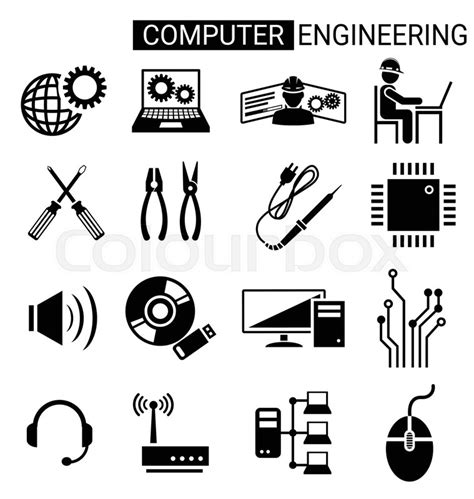 Set Of Computer Engineering Icon Stock Vector Colourbox