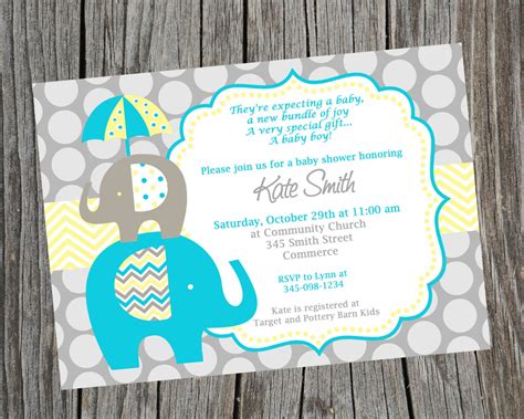 Yellow Elephant Baby Shower Invitations Yellow And Gray Elephant Baby