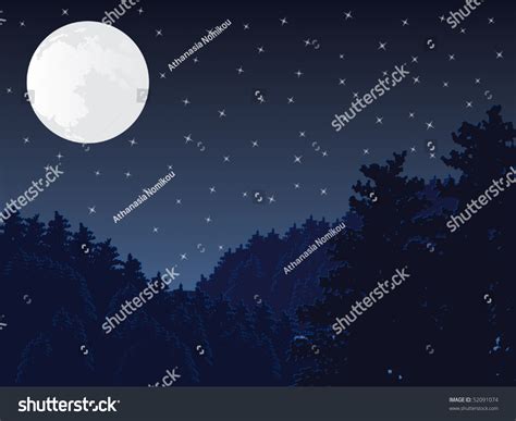 Full Moon Night Scene Vector 52091074 Shutterstock
