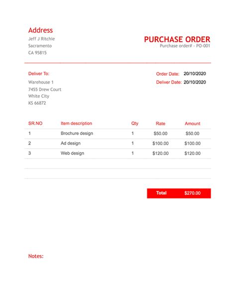 Free Purchase Order Template Zoho Inventory