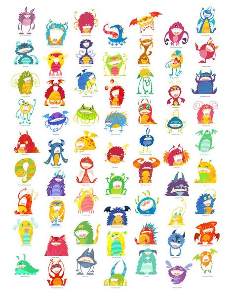 Monster Poster With Names Cute Monsters Monster Names Poster