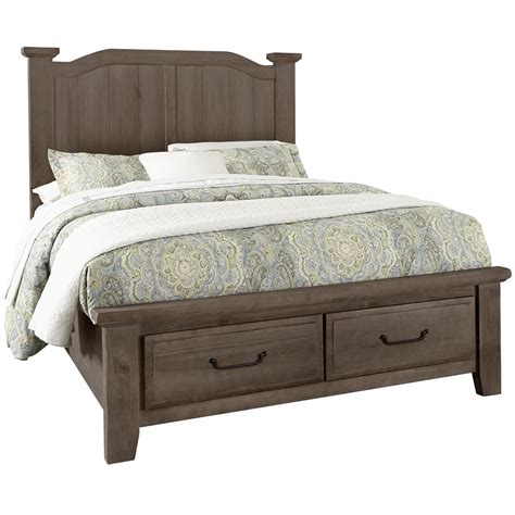Vaughan Bassett Sawmill Transitional Queen Arch Bed With 2 Drawer Storage Footboard Value City