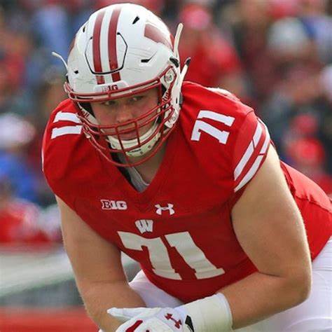 Cole Van Lanen playing offensive tackle at The University of Wisconsin