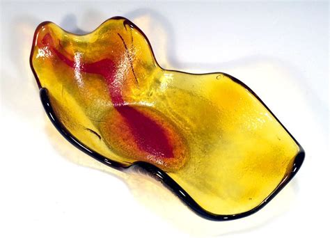 Blenko 1960s Freeform Art Glass Bowl Wayne Husted 633 Tangerine Amberina Mint 1759288798