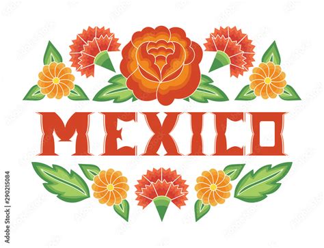 Mexico Illustration Vector Background With Traditional Floral Pattern
