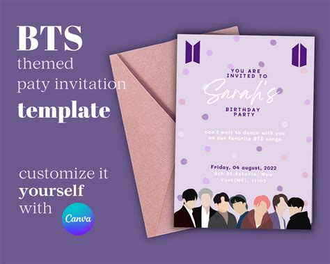 Bts Themed Party Invitation Template Everything Is Editable Etsy Ireland