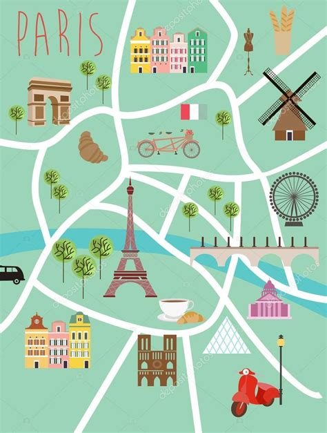 Paris Landmarks Map — Stock Vector © Miobuono12 110604536