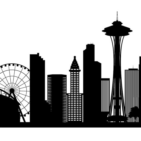 Seattle Skyline Printable Seattle Black White Wall Art Etsy