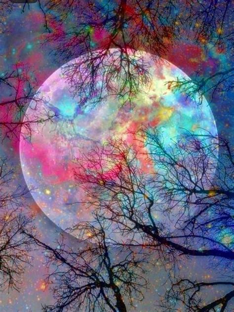 Psychedelic Moon Moon Artwork Moon Painting Night Sky Wallpaper