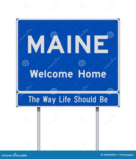 Maine Welcome Home Road Sign Stock Vector Illustration Of State