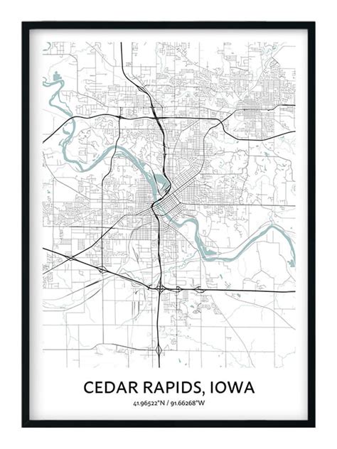 Cedar Rapids Map Poster Your City Map Art Positive Prints