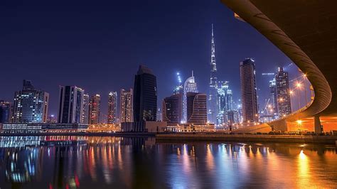 Hd Wallpaper Burj Khalifa Tower Dubai Skyscraper Night Light