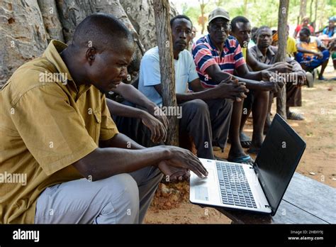 Zambia Sinazongwe Village Mubbike Government Clerk With Laptop
