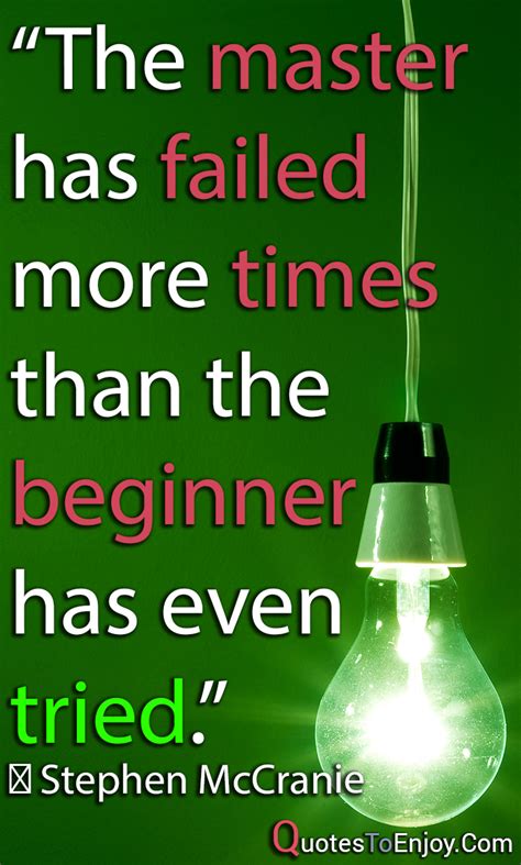 The master has failed more times than the beginner has tried. stephen mccranie. "The master has failed more times than the beginner... - Stephen McCranie