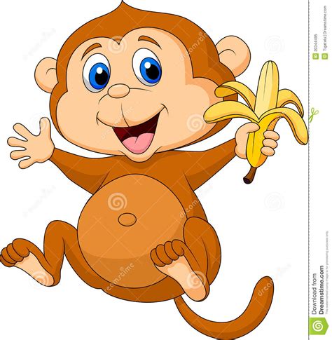 Baby Monkey With Banana Clip Art Clipart Panda Free