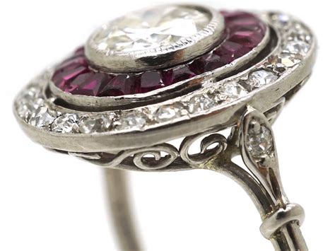 Maybe you would like to learn more about one of these? Art Deco Platinum, Ruby & Diamond Oval Target Ring - The ...