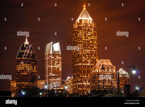 Skyscrapers Of The Midtown Atlanta Georgia Skyline At Night With