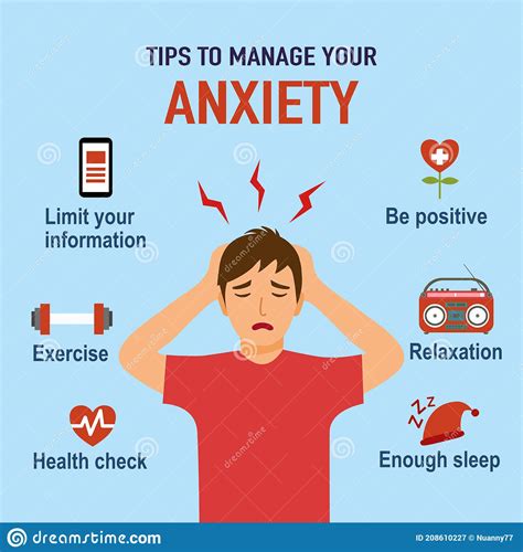 Tips For Anxiety Management Infographic Man With Anxiety Disorder With
