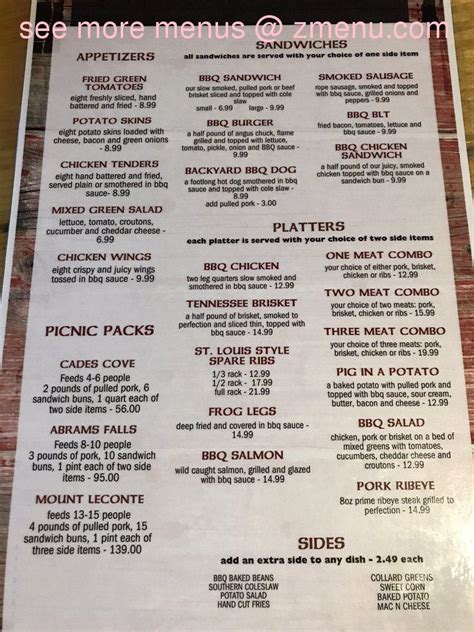 The bbq is a great american tradition, where food is cooked outside, shared, and eaten in a most casual of fashions, whether a gathering in a backyard, a park, the beach—even a parking lot or a rooftop. Online Menu of Backyard BBQ House Restaurant, Townsend ...