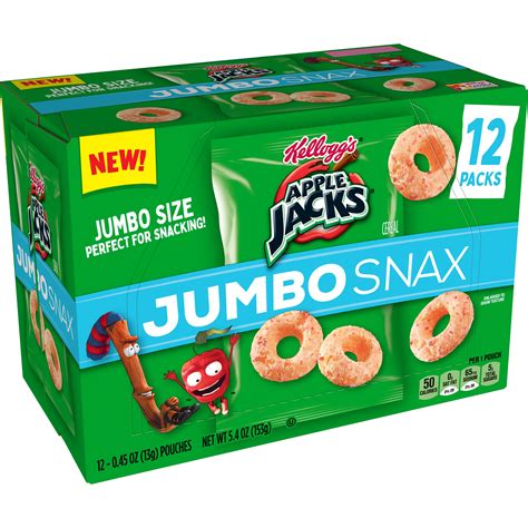 Kelloggs Apple Jacks Jumbo Snax Cereal Snacks Original 12 Ct 54