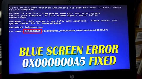 0x000000a5 Blue Screen Error How To Fix This Error Full Solution