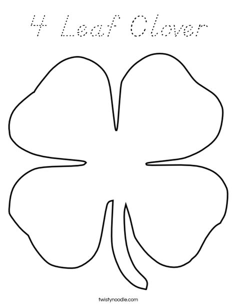 Print all of our four leaf clover coloring page and wear out your green crayons. 4 Leaf Clover Coloring Page - D'Nealian - Twisty Noodle