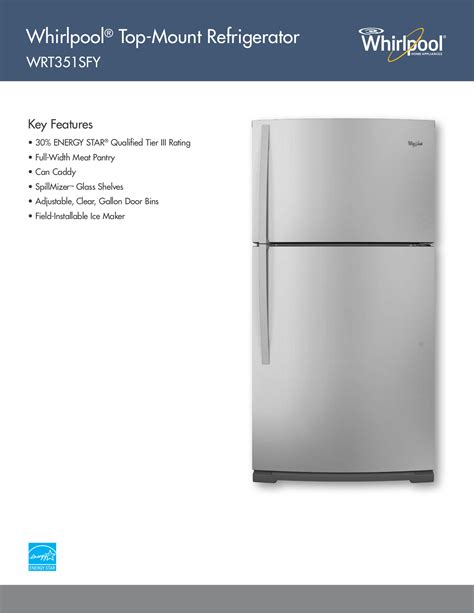 Refrigerator and icemaker repair manuals. Download free pdf for Whirlpool WRT351SFYM Refrigerator manual