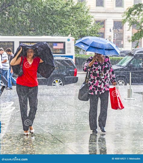 Women In Heavy Rain Editorial Photo Image 40816921