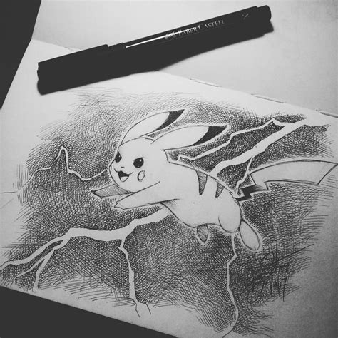 Pikachu Sketch In Ink 55x85” Drawing