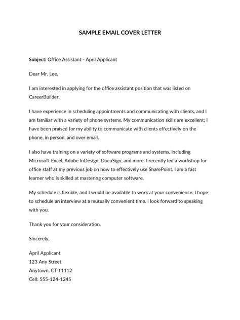 Email Format For Job Application Email Cover Letter And A8A