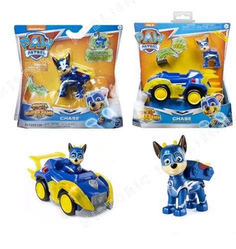 Paw Patrol Mighty Pups Super Paws Set Chase Figure And Chase Deluxe