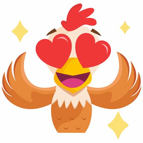 Chicken Emoji Emoticon In Love Smiley Sticker Icon Download On