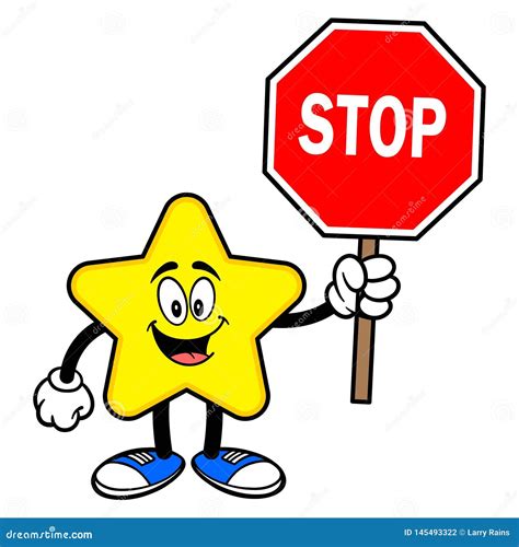 Star Mascot With A Stop Sign Stock Vector Illustration Of Mascot