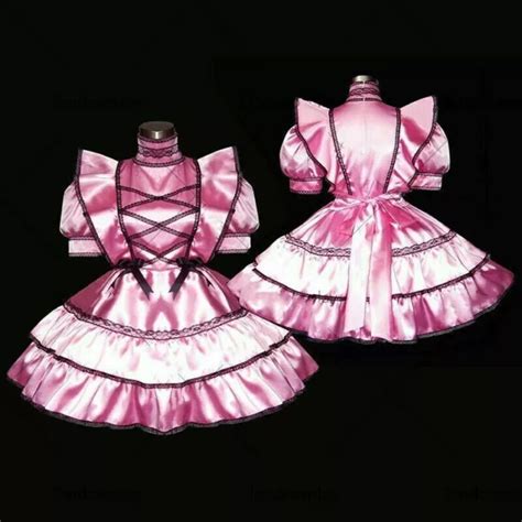sissy maid satin pink dress lockable uniform cosplay costume tailor made a eur 36 46 picclick it