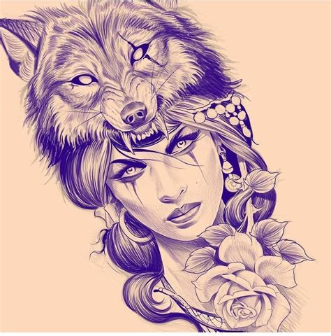 Interesting Sketch Ideas Pencil Drawings Wolf Girl Tattoos Wolf