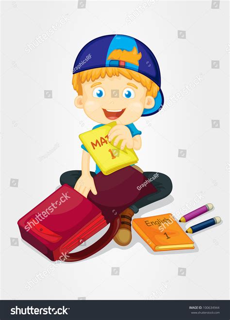 Boy Packing His School Bag Eps Stock Illustration 100634944 Shutterstock