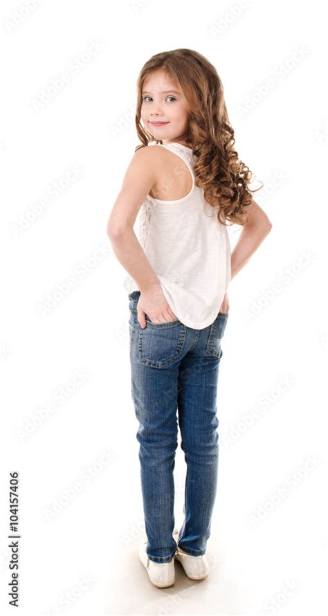 Portrait Of Adorable Happy Little Girl In Jeans Photos Adobe Stock