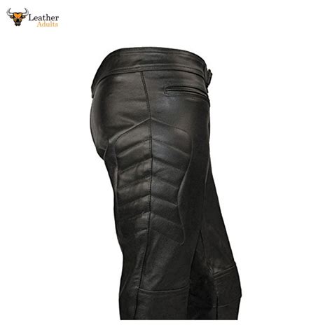 Mens Black Real Cowhide Leather Bikers Trousers Bikers Jeans Bikers Pa