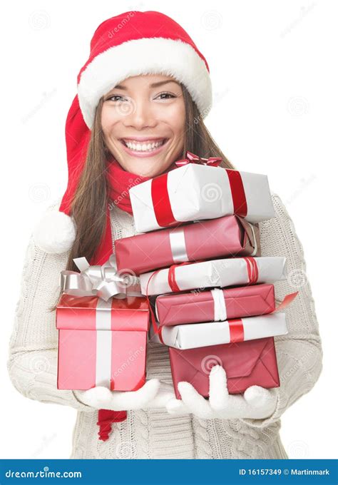 Christmas Woman Carrying Ts Stock Image Image 16157349